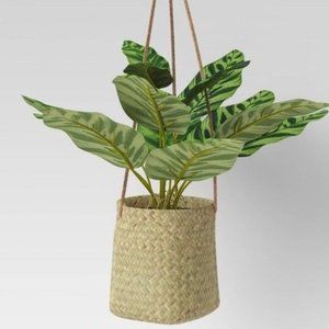 2 Grass Woven Base Faux Hanging Plant Dark Green - Threshold